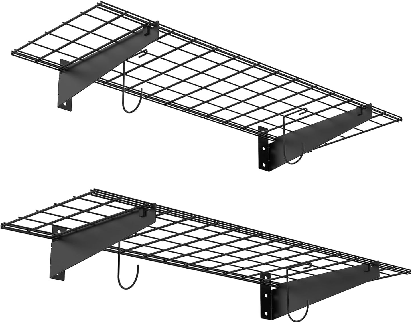 TORACK 2 Pack Garage Wall Shelves, 15" x 45" Wall Mounted Wire Shelves for Garage Heavy Duty Wall Shelving(Pack of 2, Black)