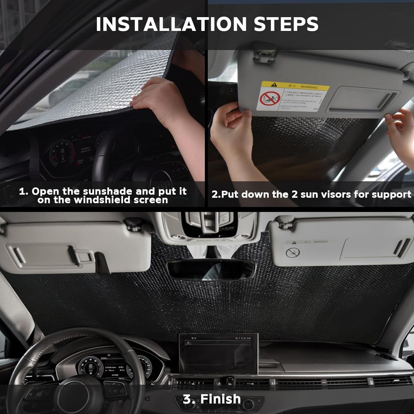 Windshield Sun Shade for KIA Soul 2020-2025 - 5-Layer Bubble Foldable Front Window Shade Sun Visor Accessories - Blocks Heat & UV Rays