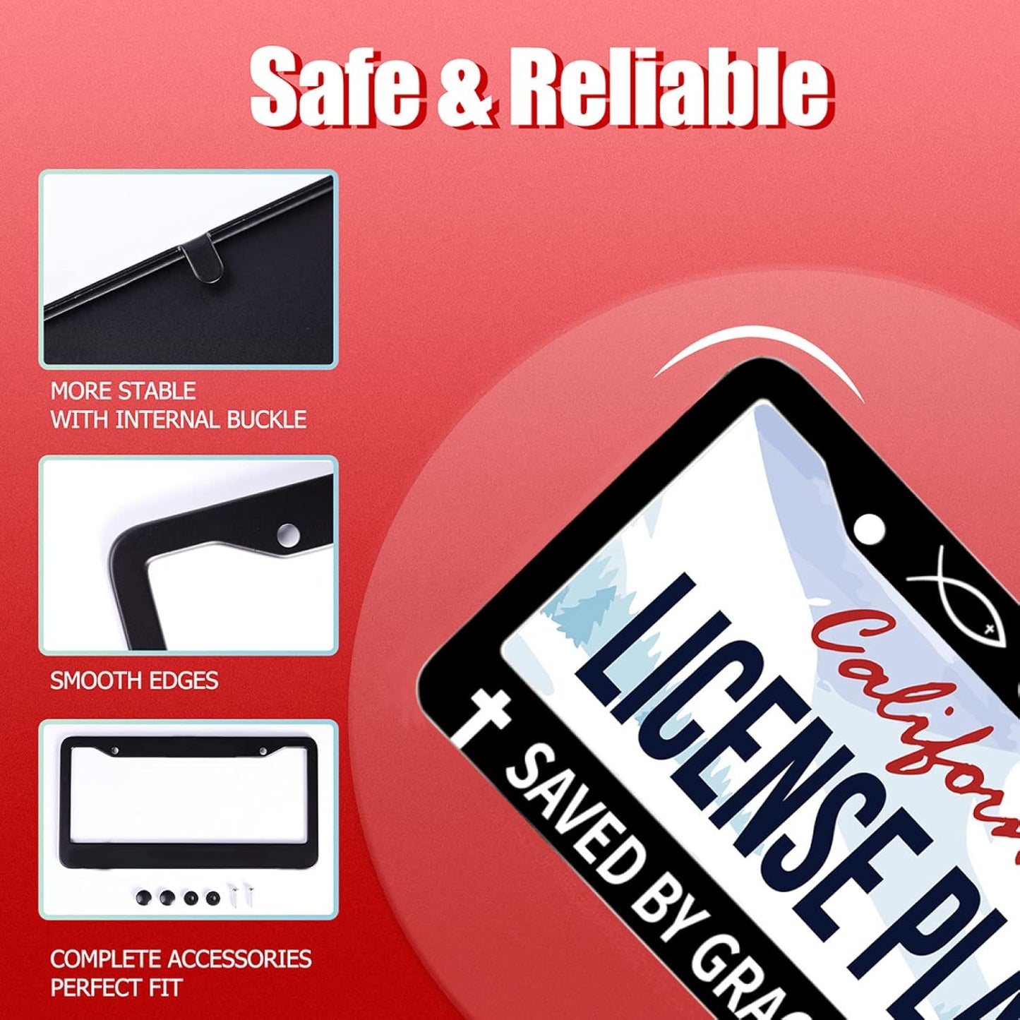 John 3:16 Jesus License Plate Frames Round Hole Personalise License Plate Frame Car Universal Accessories Stainless Steel Cars Decor 2 Holes and Screws Fits Standard US Vehicles Size 12.2 x 6 Inches