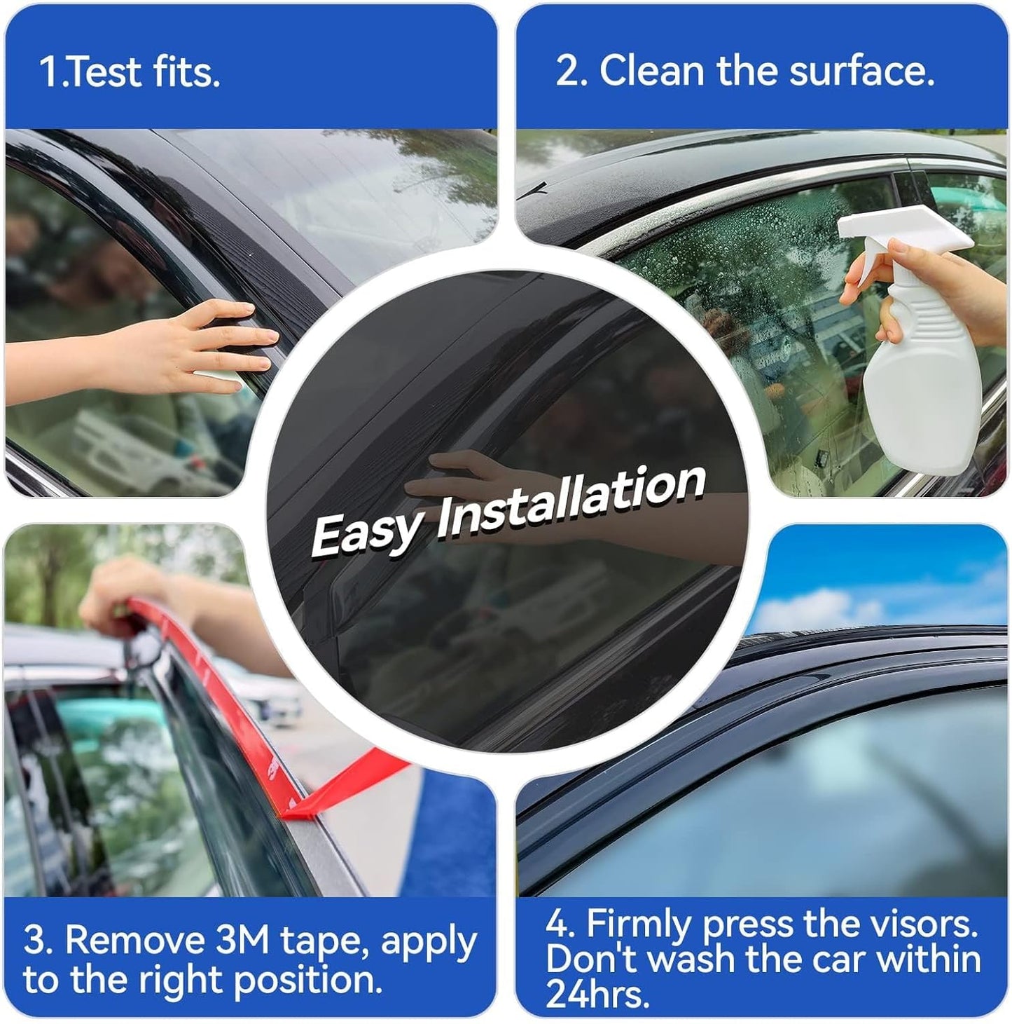 Window Visors Rain Guards Shield for 2007-2016 GMC Acadia, Out-Channel Window Vent Wind Deflectors Visors Shades for 2007-2010 Saturn Outlook 2017 Acadia Limited