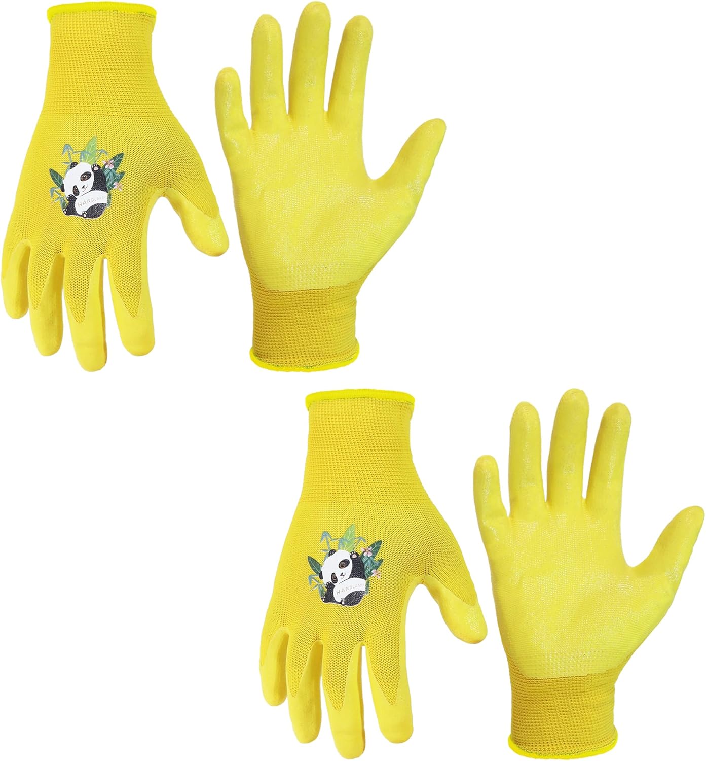 HANDLANDY 2 Pairs Kids Gardening Gloves, Toddler Children Garden Yard Work Outdoor Playing Gloves, Rubber Coating, for Girls Boys Youth (Size XL, Yellow)