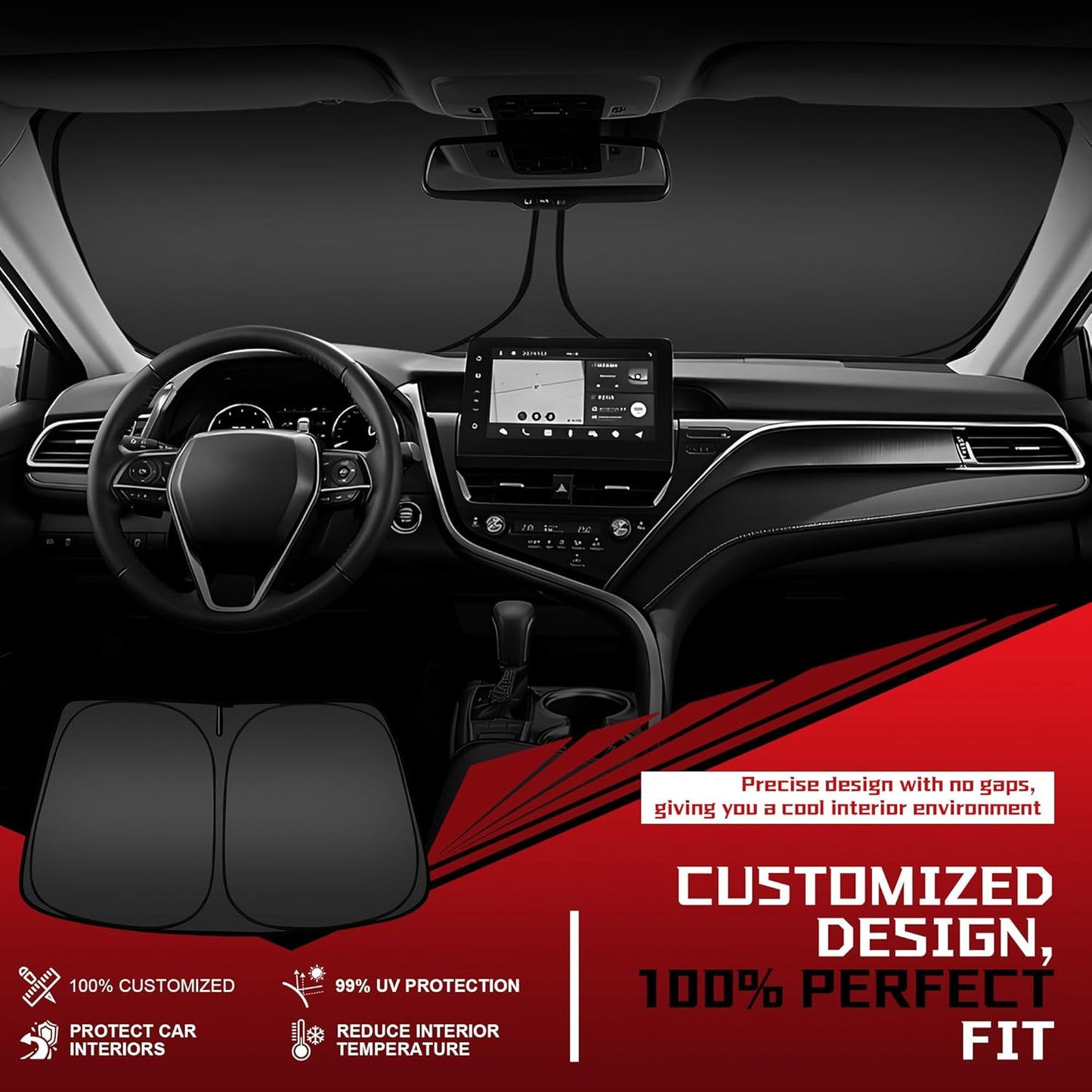 Windshield Sun Shade for 2024-2025 Che-vrolet/Chevy Blazer EV Foldable Sun Sunshade for Car Front Window Blocks UV Rays and Heat Automotive Interior Protector Custom Fit Accessories