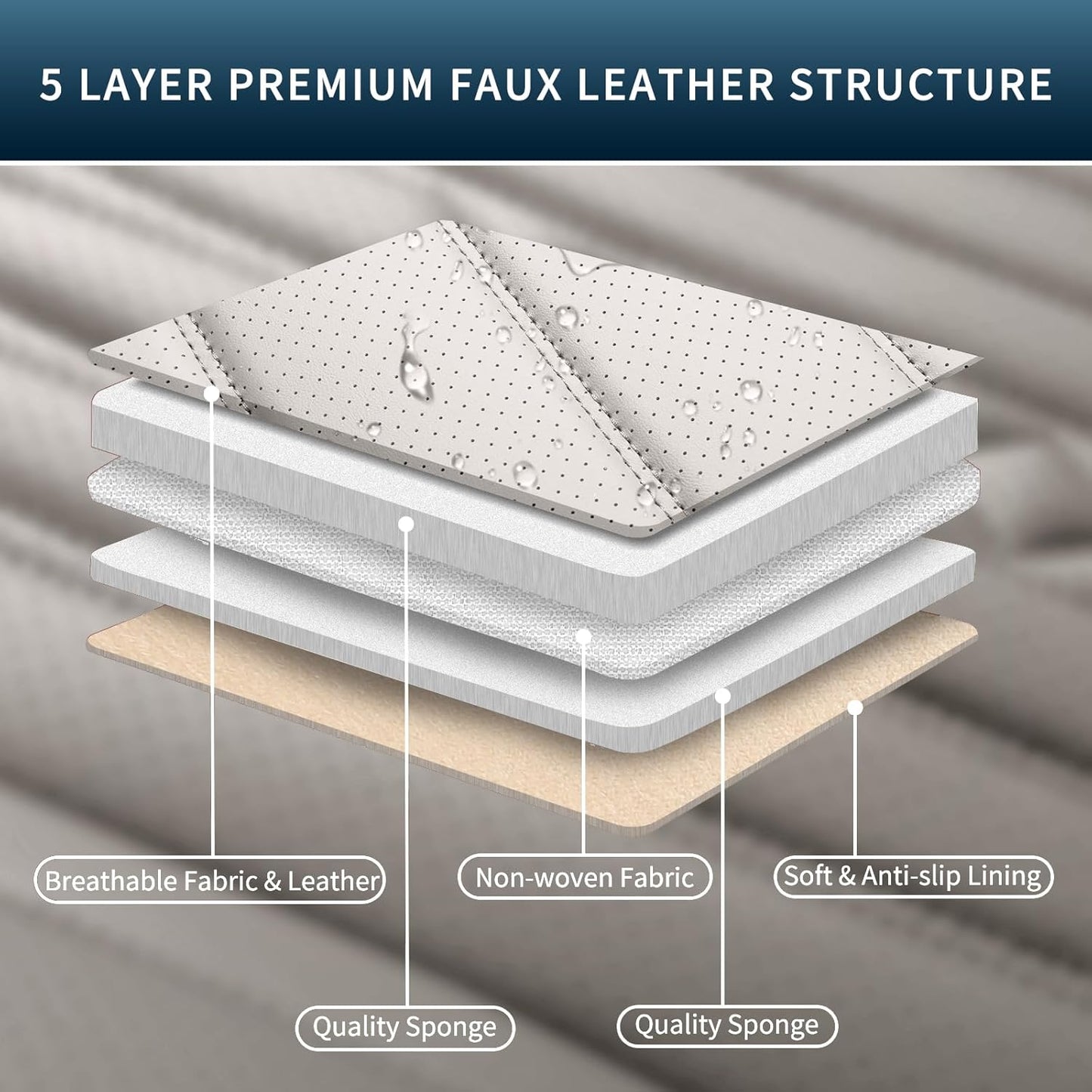 Car Seat Covers Full Set, Leather Seat Covers for Cars, Car Seat Protector Waterproof, Non-Slip Car Interior Covers Fit for Most Cars, SUV, Vans, Trucks,2Seats,Full Set,Black-White