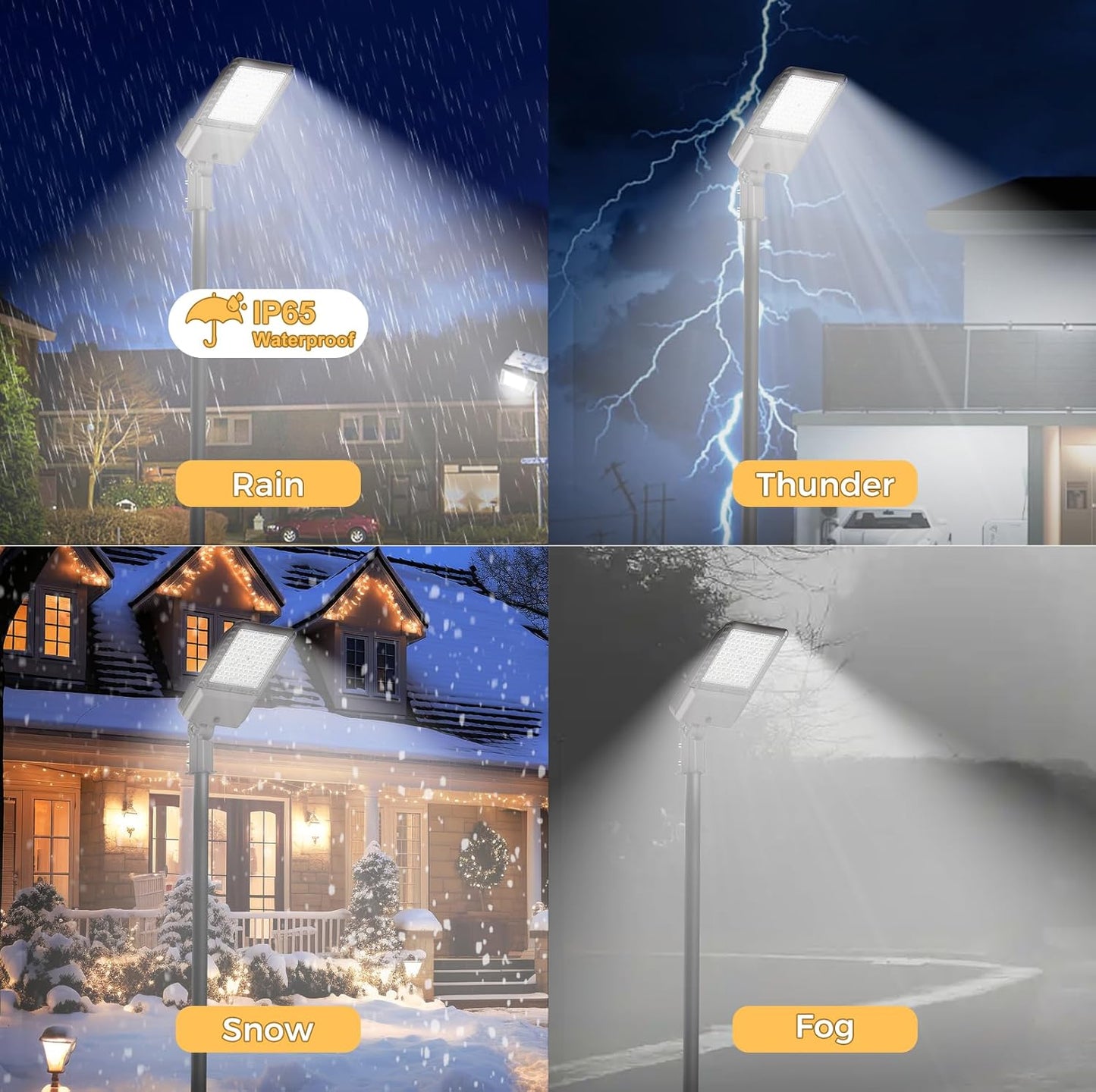 LED Parking Lot Lights 340W Commercial Oudoor Lighting Dusk to Dawn Photocell Street Lights 6000K IP65 100-277V for Yard Garage Warehouse 3 Pack with Allen Wrench