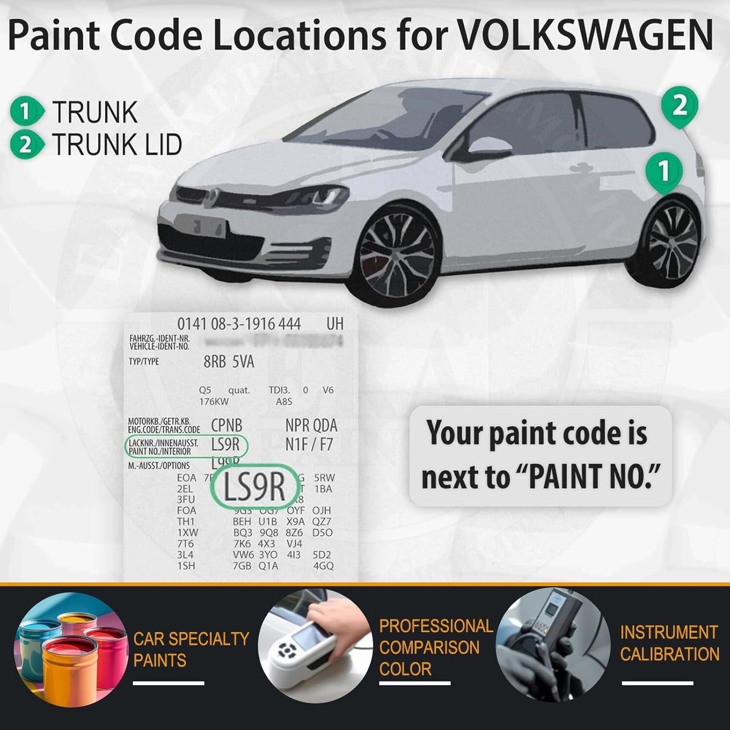 LC9X/2T Deep Black Pearl Car Touch Up Paint for Volkswagen, Color Accurate Car Paint Scratch Repair Pen Kit Quick & Easy Fix Vehicle Chips and Automotive Nicks Scuff