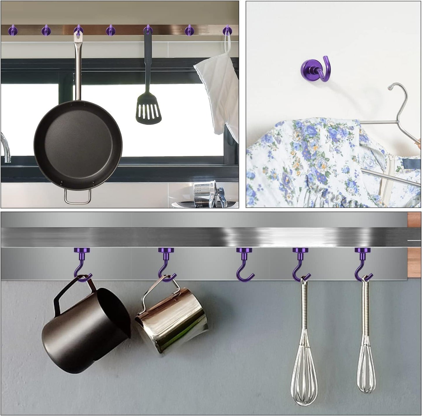 DIYMAG Magnetic Hooks, 30Lbs Strong Heavy Duty Cruise Magnet S-Hook for Classroom, Fridge, Hanging, Cabins, Grill, Kitchen, Garage, Workplace and Office Etc, (20 Pack-Purple)