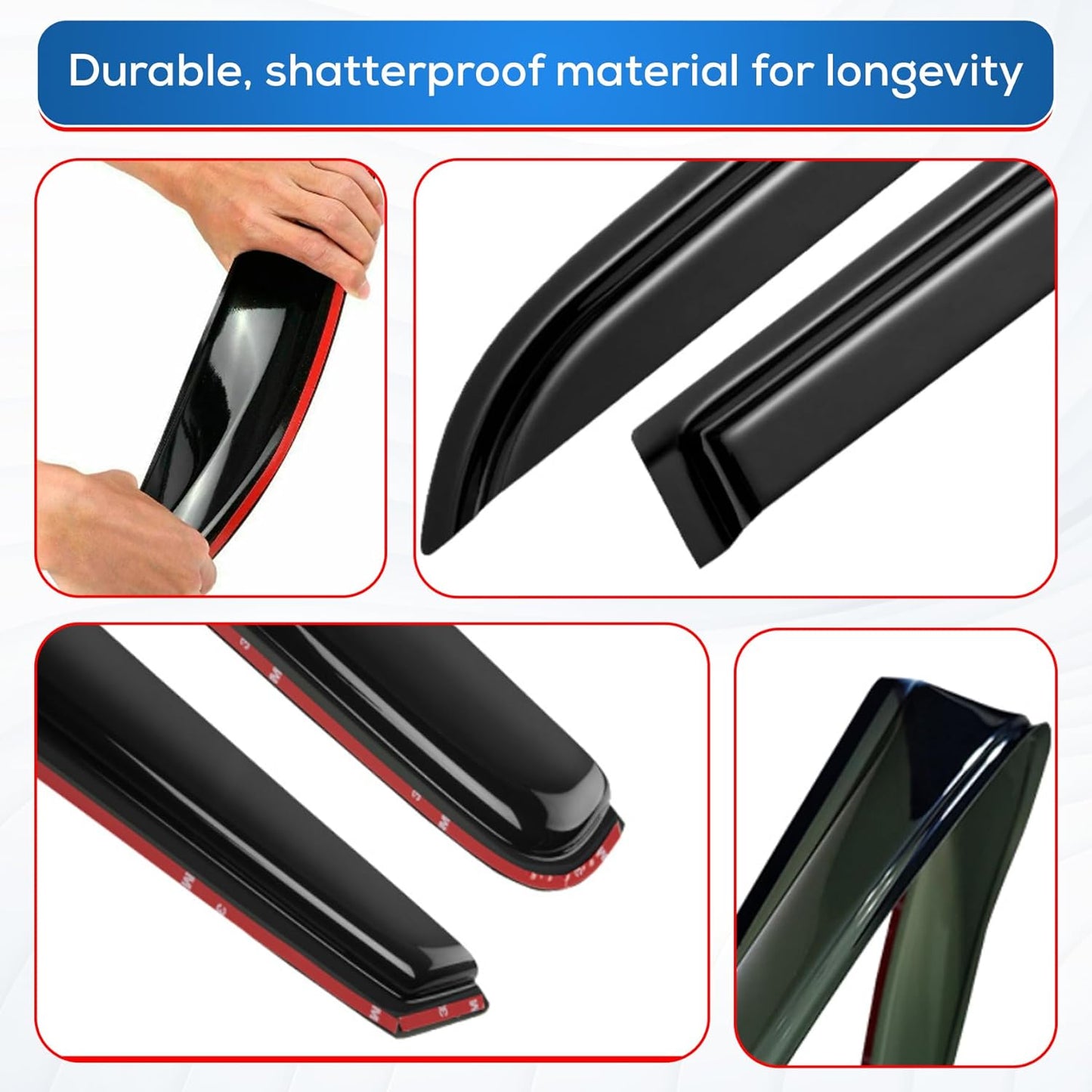 KPY Window Visor Compatible with 1992-2006 Ford E150 E250 E350 E450 E550 Super Duty, Rain Guard Window Vent Deflectors Tape-On for Ford Econoline Vans 1992-2006, 2000 2001 2002 2003 2004 2005