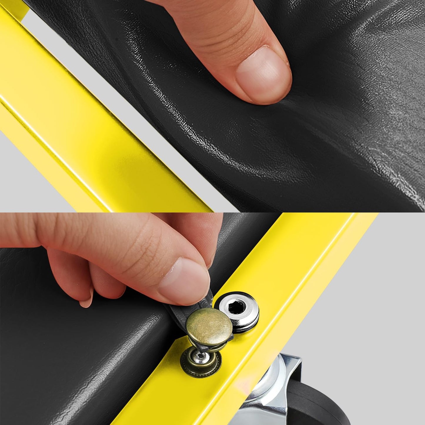 DNA MOTORING 48" 2 IN 1 Folding Rolling Garage Shop Creeper Roller Seat, 7 Pcs 2" Casters, 350 Lbs Weight Capacity, Yellow, TOOLS-00193-YL