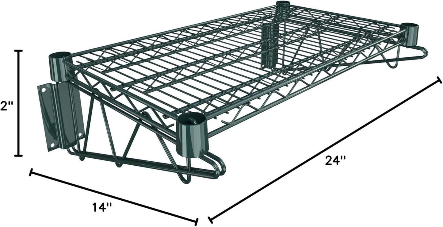14" x 24" Green Epoxy Wire Wall Mount Shelf