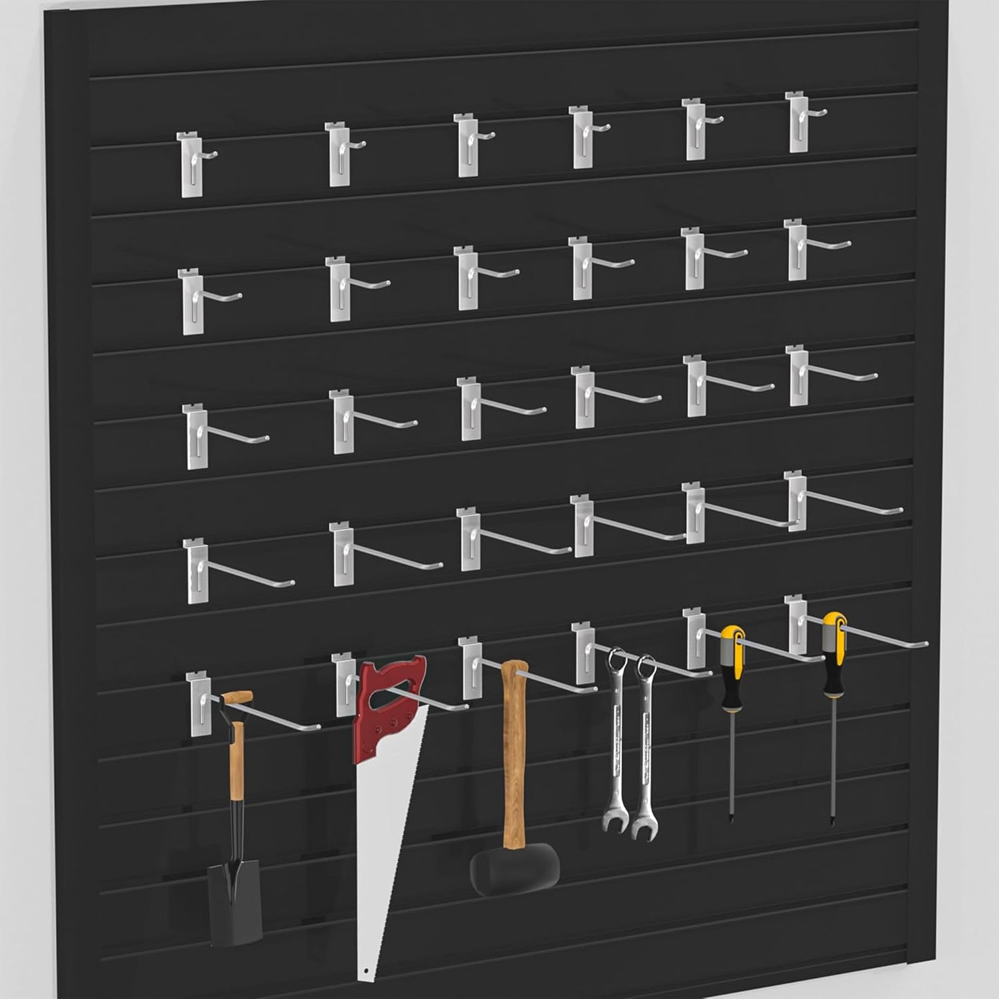 25 PK Silver 2 inch Wall Mounted Slatwall Hooks – Heavy-Duty Storage & Organization Solution