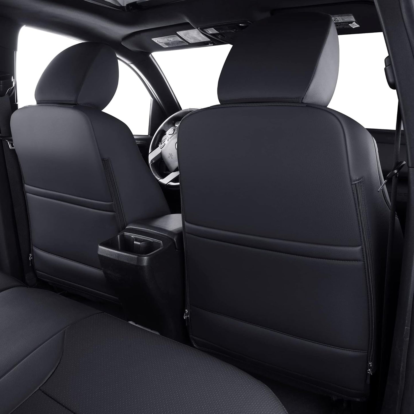 LUCKYMAN CLUB Tacoma Custom Fit Seat Covers for 2016-2023 Tacoma Crew Cab with Faux Leather (Black)