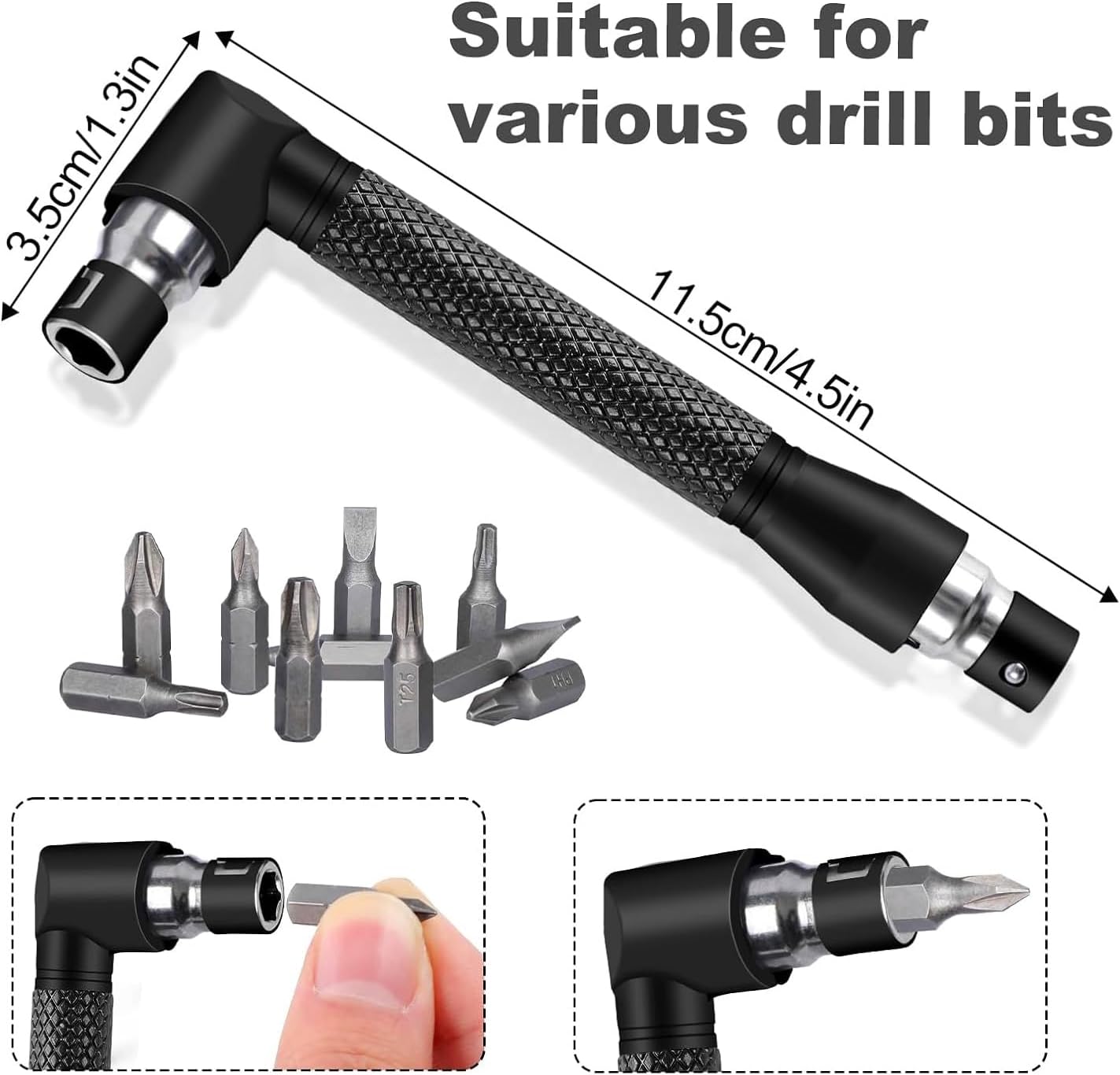 18Pcs Flexible Drill Bit Extension, Include 3Pcs Rotatable Socket Adapter 2Pcs 105° Right Angle Drill Attachment 10 Short Screwdriver Bits 90° Angled Bits and 2 Bendable Extension Tool