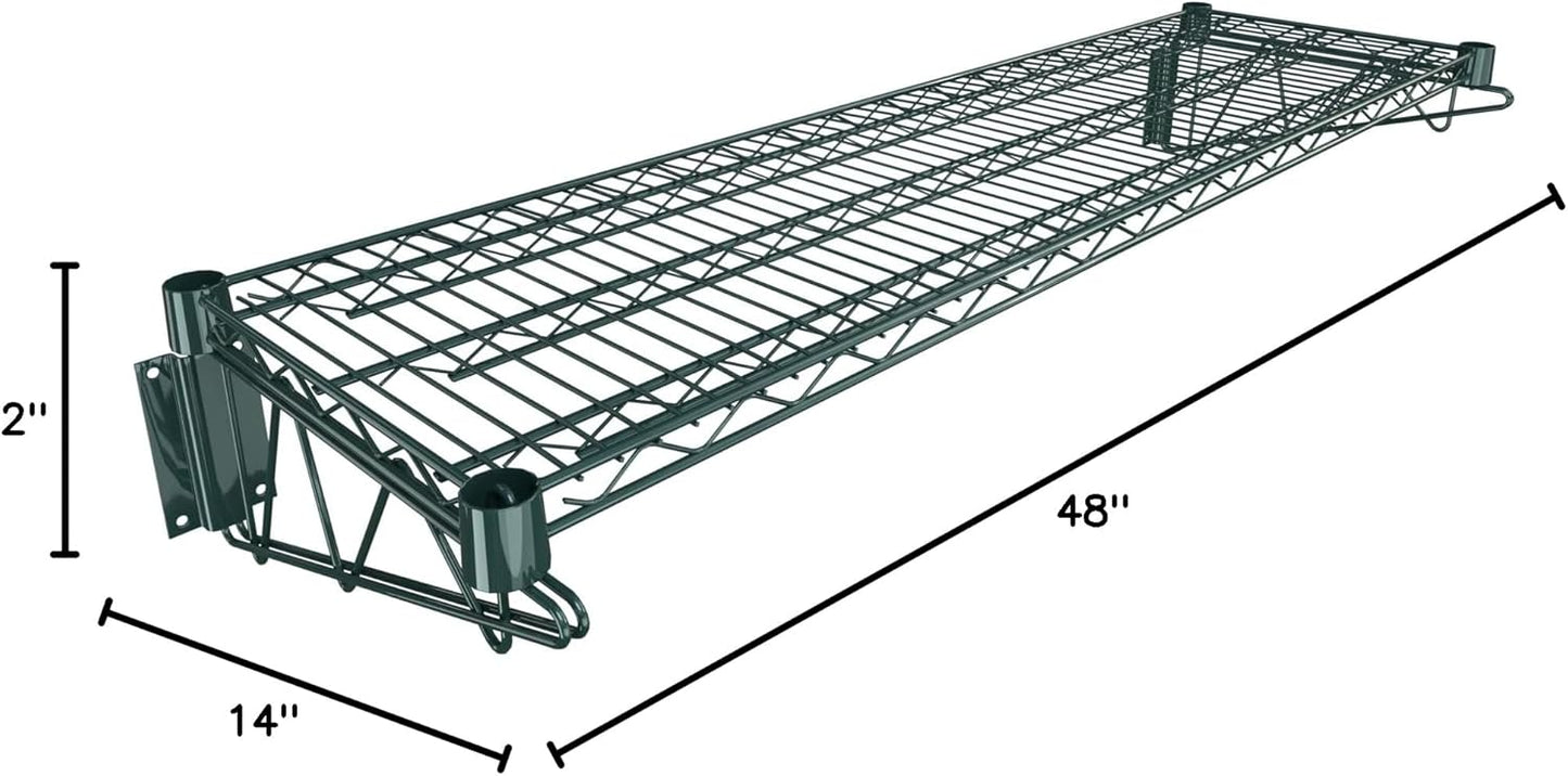 14" x 48" Green Epoxy Wire Wall Mount Shelf