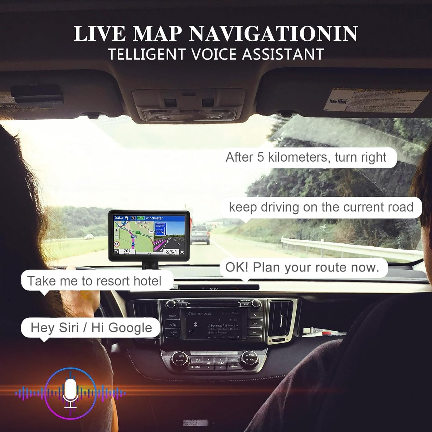 Wireless Car Stereo Compatable with Apple CarPlay and Android Auto, 7-inch Touch Screen in Car FM Transmission, with 5.0 Bluetooth Hands-Free/Mirrored Projection/Portable Car Stereo for All Vehicles