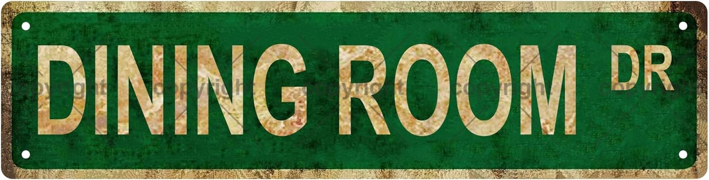 DINING ROOM DR Vintage Metal Tin Sign, Street Sign, Home Decor, Room Decor, Wall Decor, Bathroom Decor, Bar Decor, Cafe Decor, Garage Decor, 16 x 4 Inch