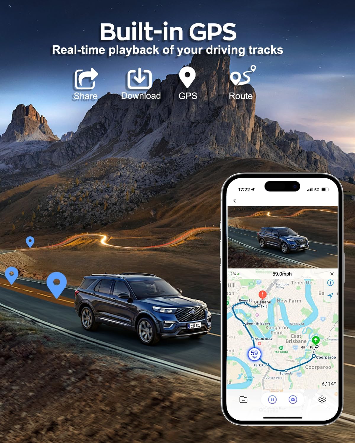 4K Dash Cam 360° View,4 Channel Front and Rear Dash Camera for Cars,Built-in 5GHz Wi-Fi GPS, Voice Control, Free 128G Card,Night Vision,24H Parking Mode,G-Sensor