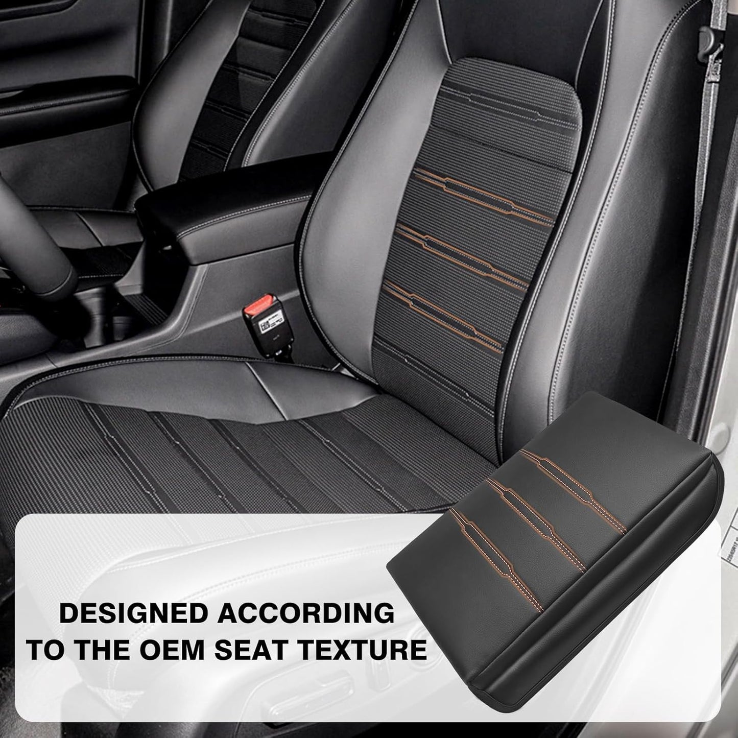 Muslogy Center Console Cover Extra Thick Armrest Pad Compatible with Honda CR-V 2023+ & CRV Hybrid Accessories Arm Rest Cushion Padding Anti-Scratch Middle Console Pad Leather Armrest Lid Protector