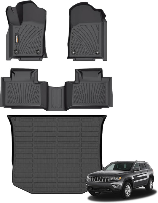 Binmotor-Floor Mats & Cargo Liner for Jeep Grand Cherokee 2016-2021 (Non L) & 2022 Grand Cherokee WK丨All Weather Car Mat Grand Cherokee Accessories Cargo Mat Floor Liners Trunk Liner