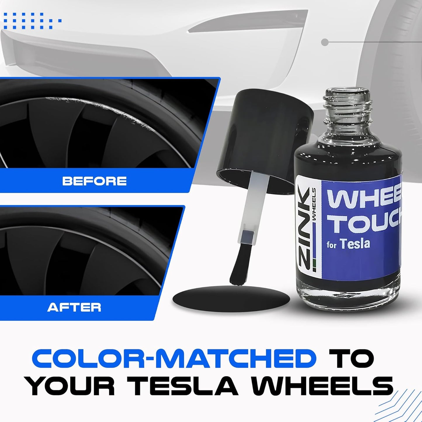 Premium Tesla Wheel Curb Rash Repair Kit for Model Y 21-inch Charcoal Grey Uberturbine Performance Rims - DIY Kit with Color-matched Touch Up Paint - Made in USA