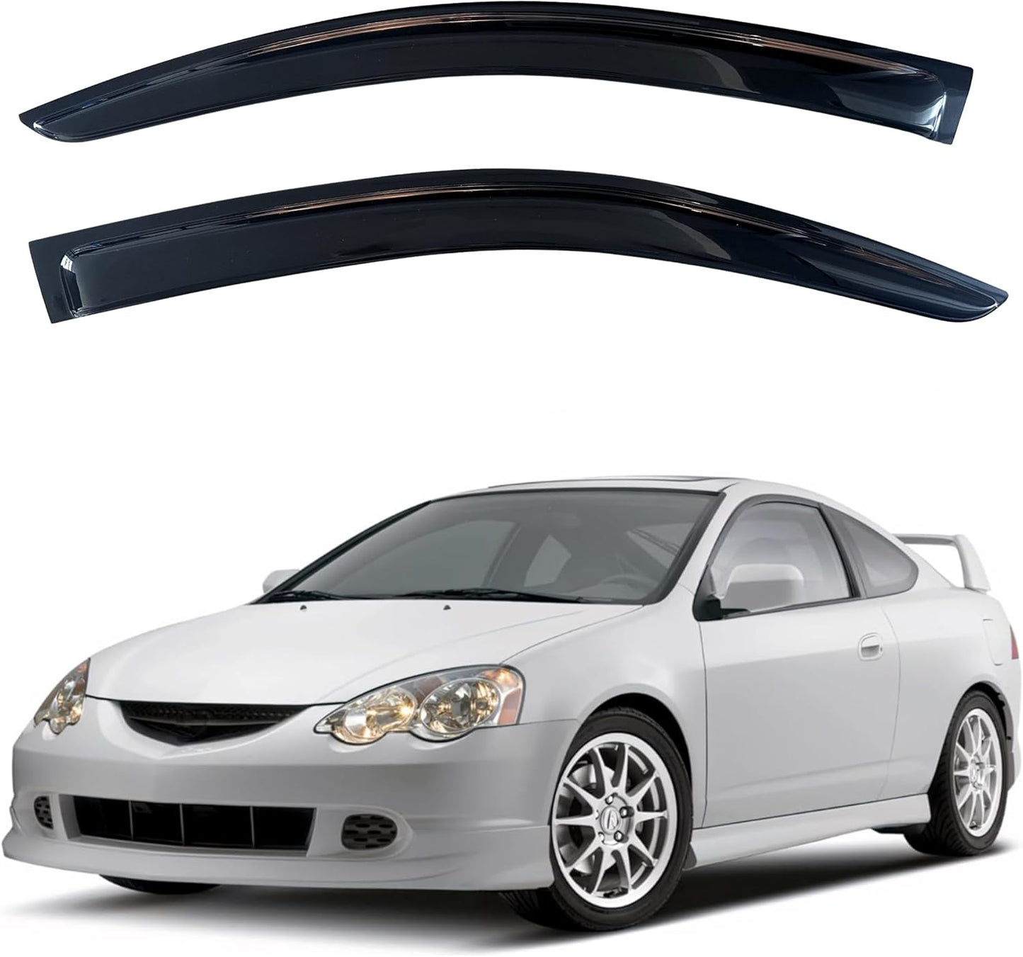 KPY Window Visor Compatible with Acura RSX 2002-2006, 2PC Rain Guard Side Window Vent Deflectors Tape-On Style, 2002 2003 2004 2005 2006