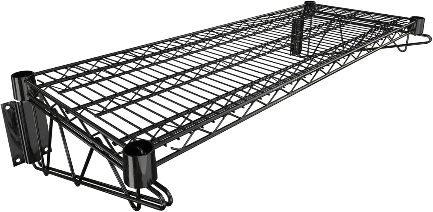 14" x 36" Black Epoxy Wire Wall Mount Shelf