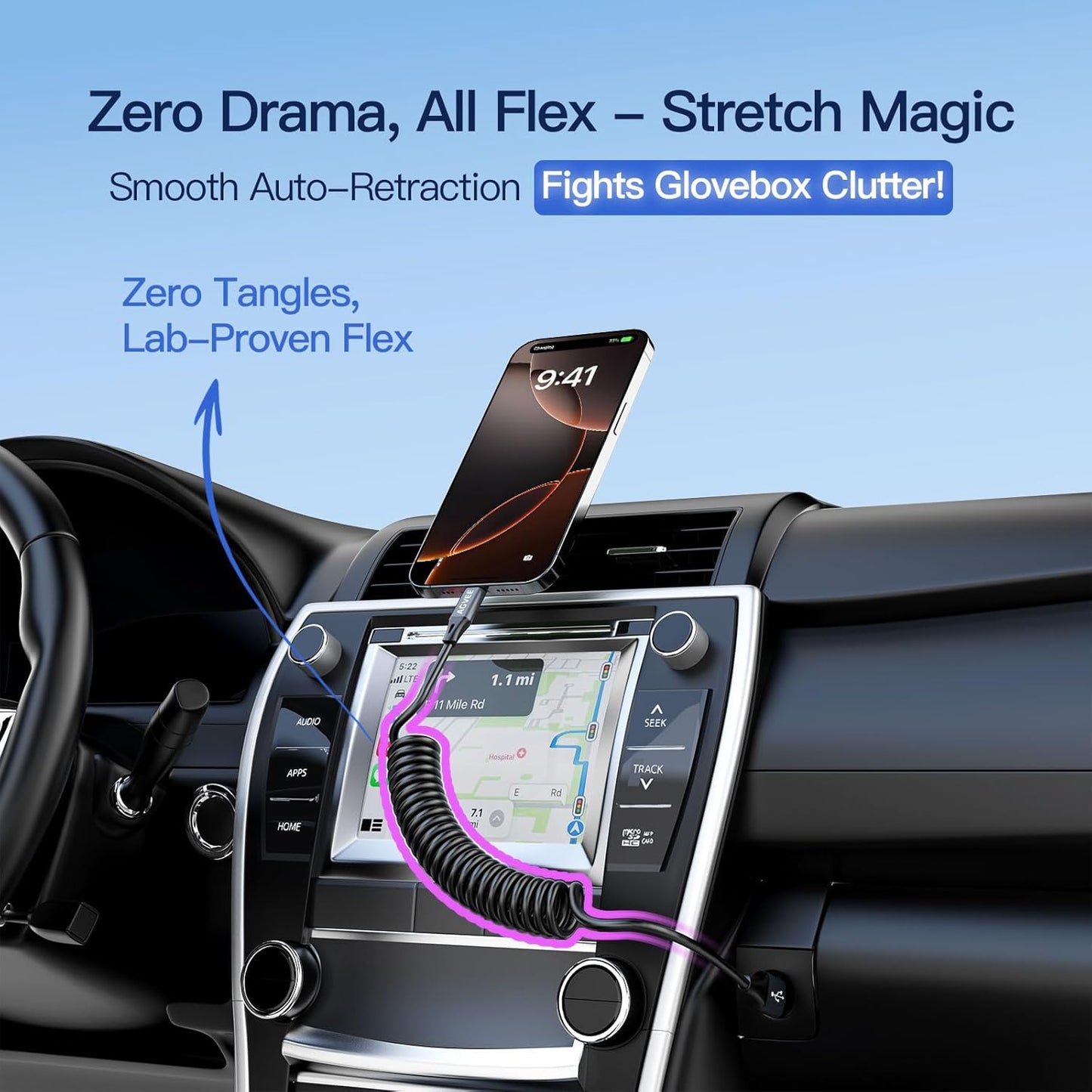 AGVEE 2 Pack 5ft Coiled Short USB to USB-C Charging Cable [USB-IF Certified] 3A Fast Charger Cord in Car for iPhone 16/15 CarPlay, Galaxy S25 S24 S23 S22 S21 S10 S9 S8, Google Pixel, Dark Gray