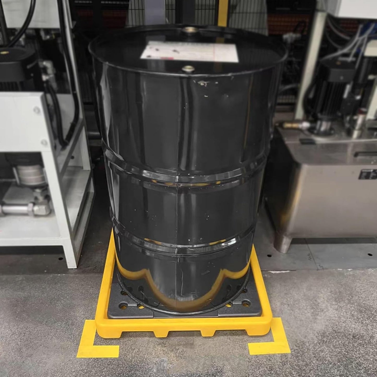 Drum Containment Spill Pallet, Industrial Nestable Oil Drums Leak-Proof Tray, Garage Storage Detachable Anti Slip Polyethylene Platform with Drain (Color : Yellow-5 Pack, Size : 19.3"x14"x3.