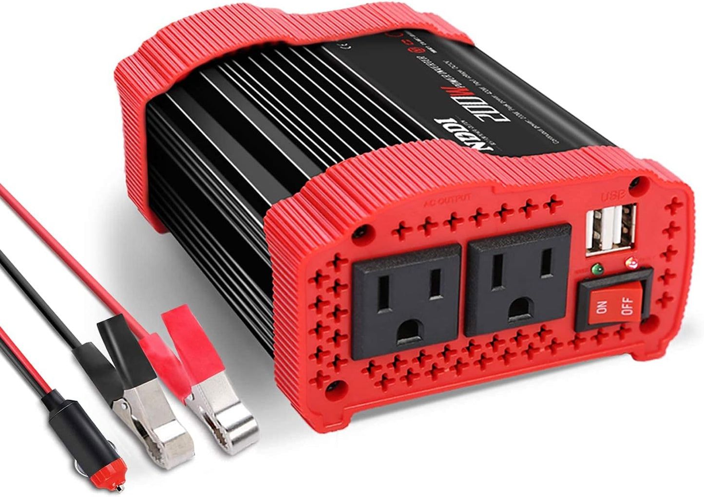 200W Car Power Inverter 12V DC to 110V AC Converter with 3.1 A Dual USB Quick Car Charger Adapter