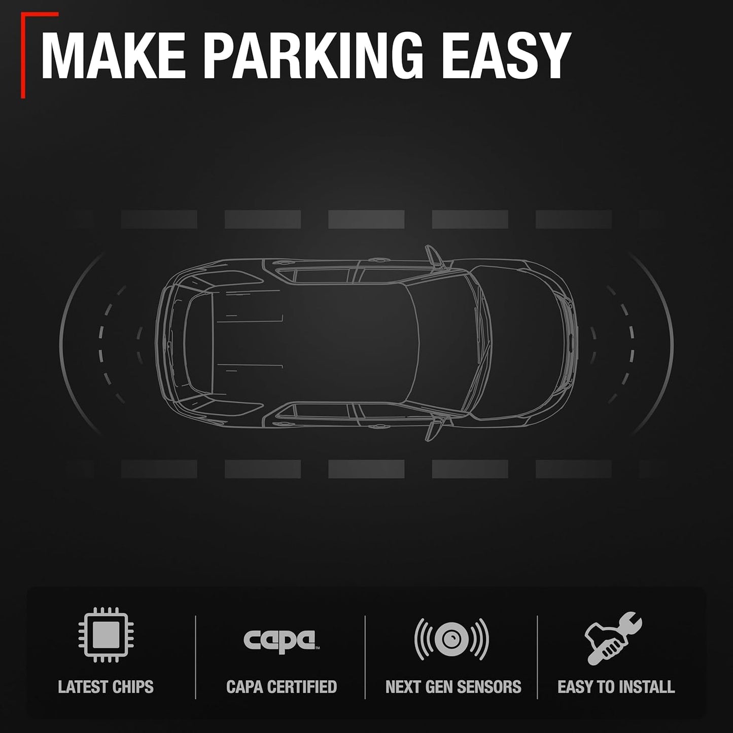 T1A Front/Rear Bumper Parking Aid Sensor, 4-pc - Compatible with 2018-2019 Ford Edge, 19-21 Ford Explorer; 20-21 Lincoln Nautilus - Backup Reverse Parking Assist Kit - OEM HU5Z15K859AAT