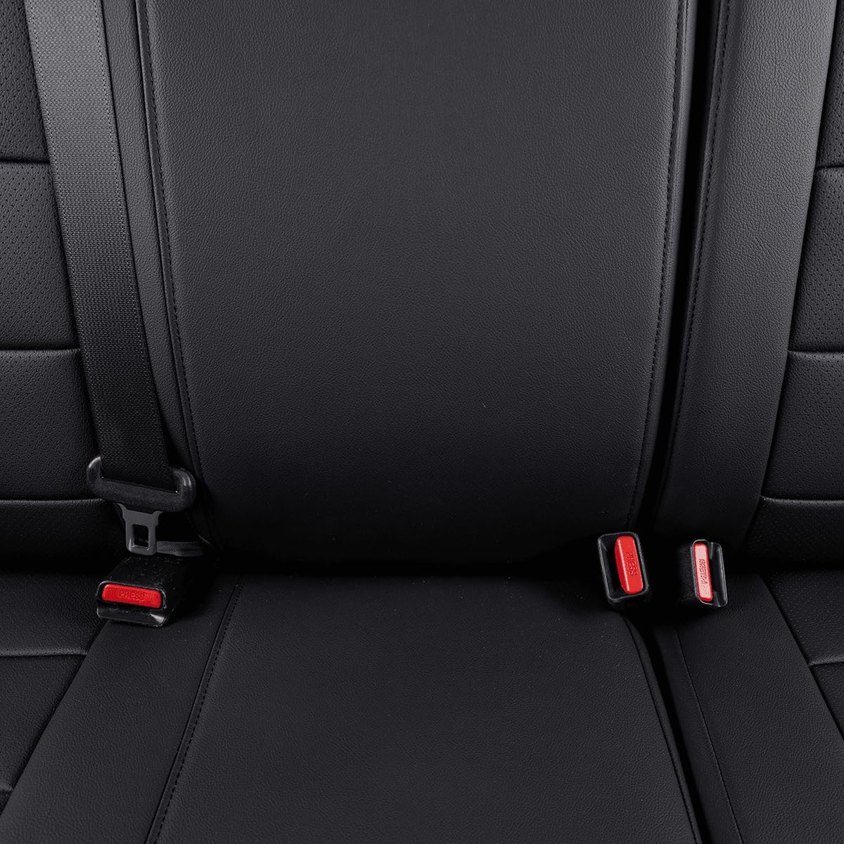 EKR Custom Fit Tacoma Rear Car Seat Covers for Select Toyota Tacoma 2016 2017 2018 2019 2020 2021 2022 2023 Access Cab - Second Row Only,Leather (Black)