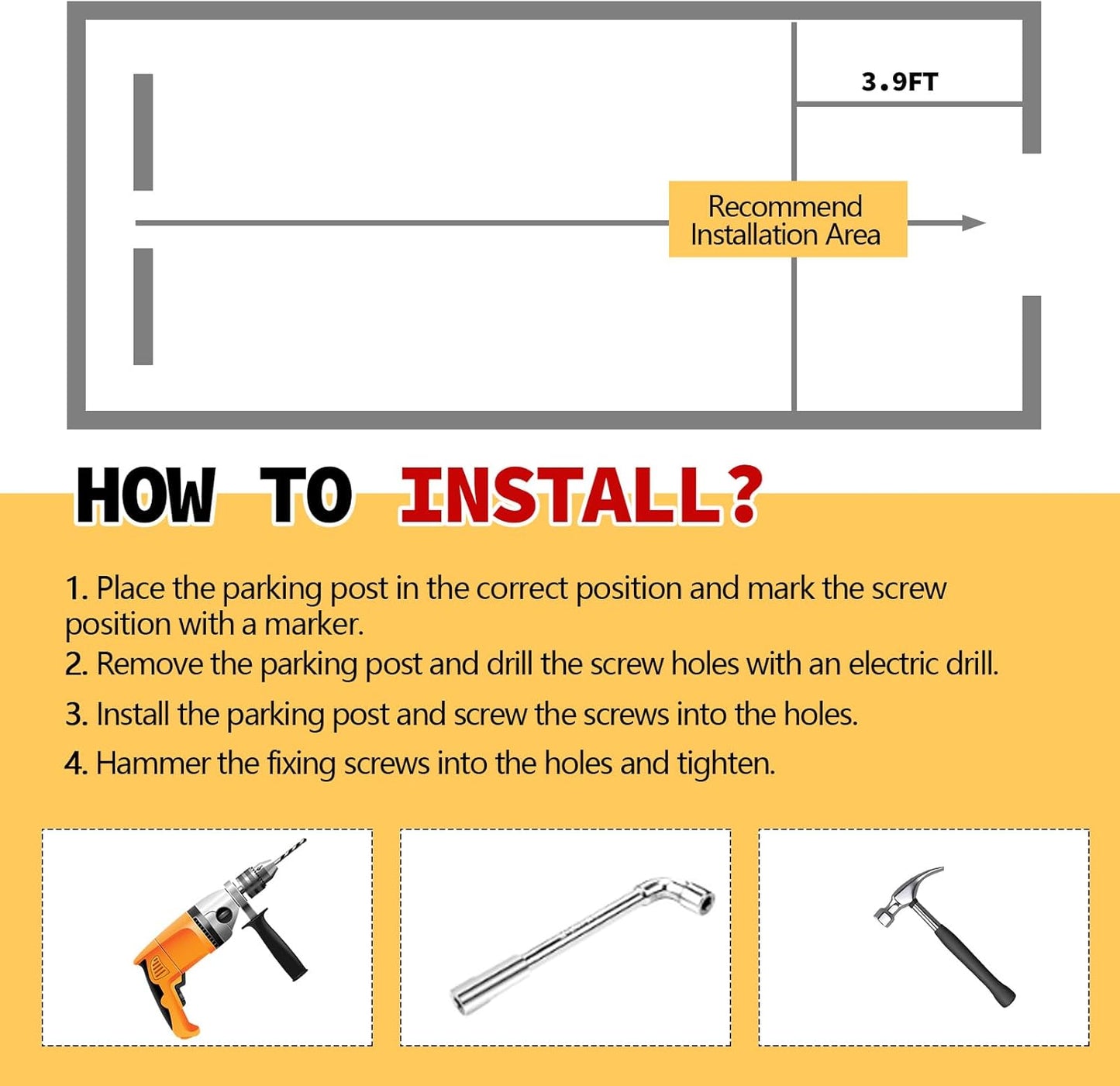Zonon 2 Pcs Spring Parking Post Folding Heavy Metal Parking Barrier Lock Obstacle Pile with Warning Stripes Interceptor Bollard for Traffic-Sensitive Area Garage