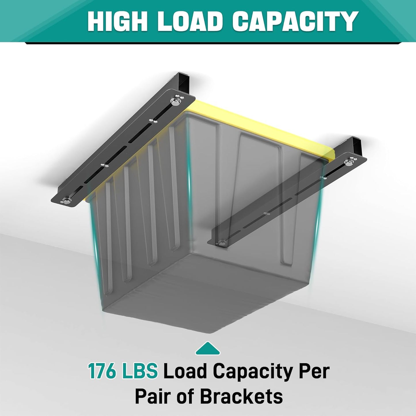 EVERHANGER Ceiling Storage Rack, Heavy Duty Overhead Garage Storage Rack, Adjustable Ceiling Bin Storage System, 4 Sets for 3 Bins, 26 Inch