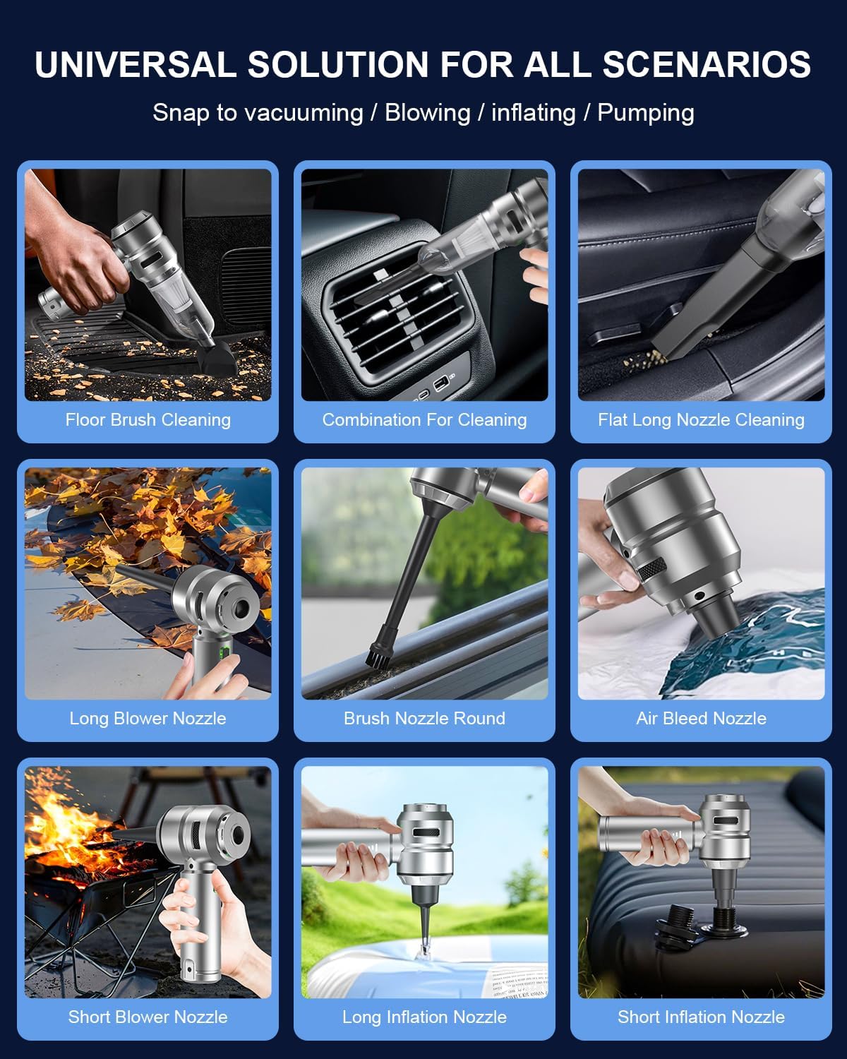 Car Vacuum,3 Suction Modes,Portable Mini Cordless Cleaner with 21000pa Suction Power,Type-C Charge,Handheld Vacuum for Home,Car, Office Desk, Keyboards(Mysterious Silver)