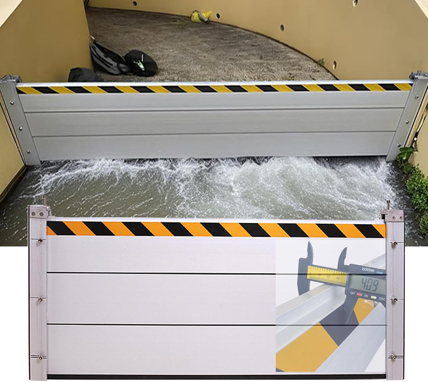 Reusable Heavy Duty Aluminum Flood Barriers for Home Exterior, Flood Protection Barriers Water Barrier Door Quick Detachable Garage Doors Detachable Mobile Rain Water Baffle ( H 39.4 inch L 10FT)