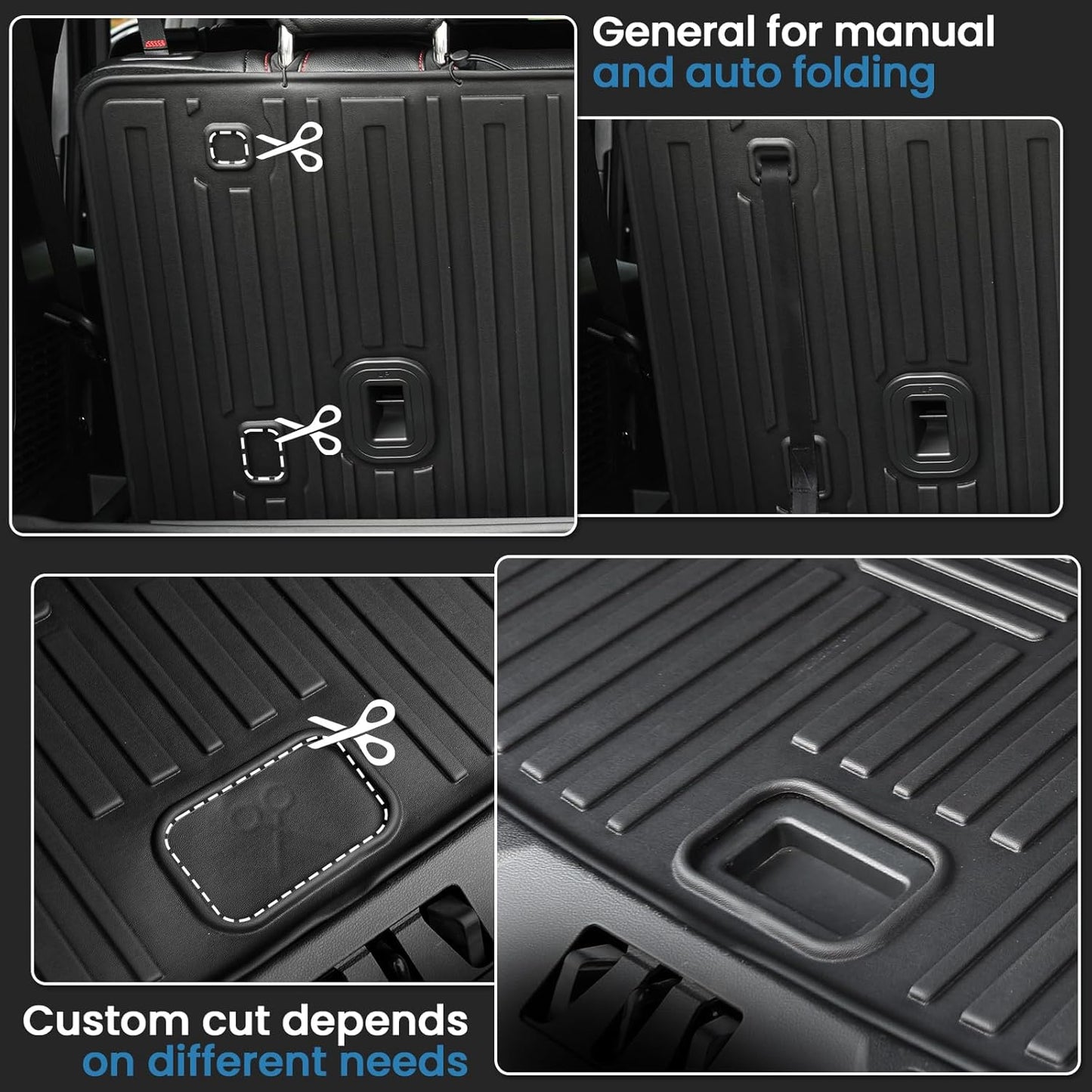 Cargo Mat with Backrest Mats for 2020-2024 2025 Ford Explorer Car Mat Accessories, All Weather TPE Cargo Liner Trunk Mat Active/ST Line/ST/Platinum(Cargo Mat with Backrest Mats)
