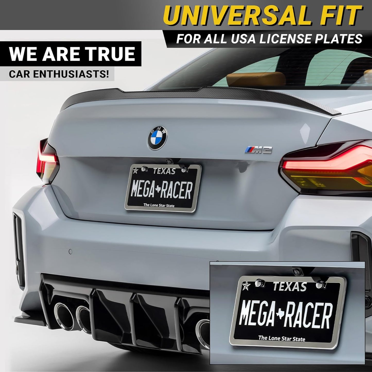 Premium Slim Polished Mirror Chrome License Plate Frame – 1 Pack, Rust-Free Stainless Steel & Rattle-Free, Street Legal Universal Fit with Screw Covers, Thin Silver Metal Front or Rear Car Tag Holder