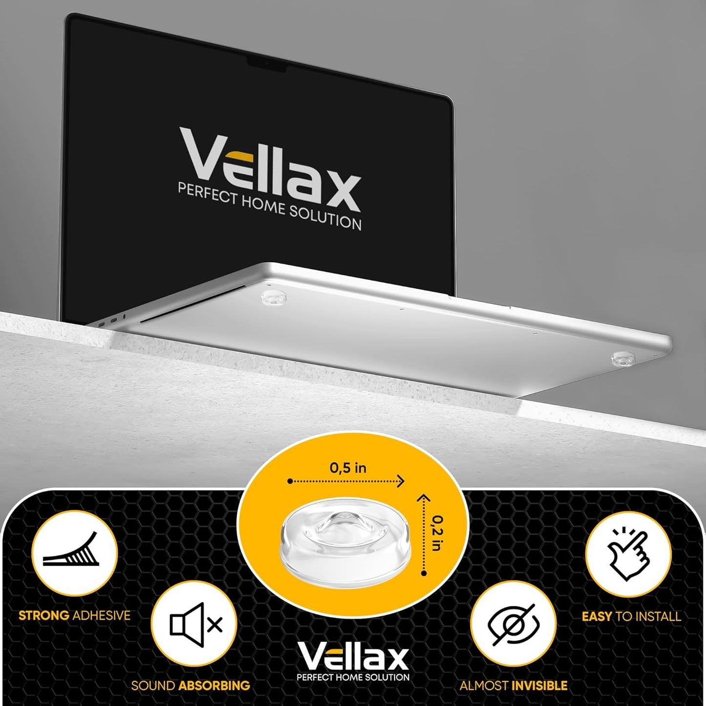 25 Clear Silicone Cabinet Door Bumpers – Self-Adhesive Pads, Quiet Soft Close Drawer Stoppers, Kitchen Sound Dampening Jelly Buttons – Vellax