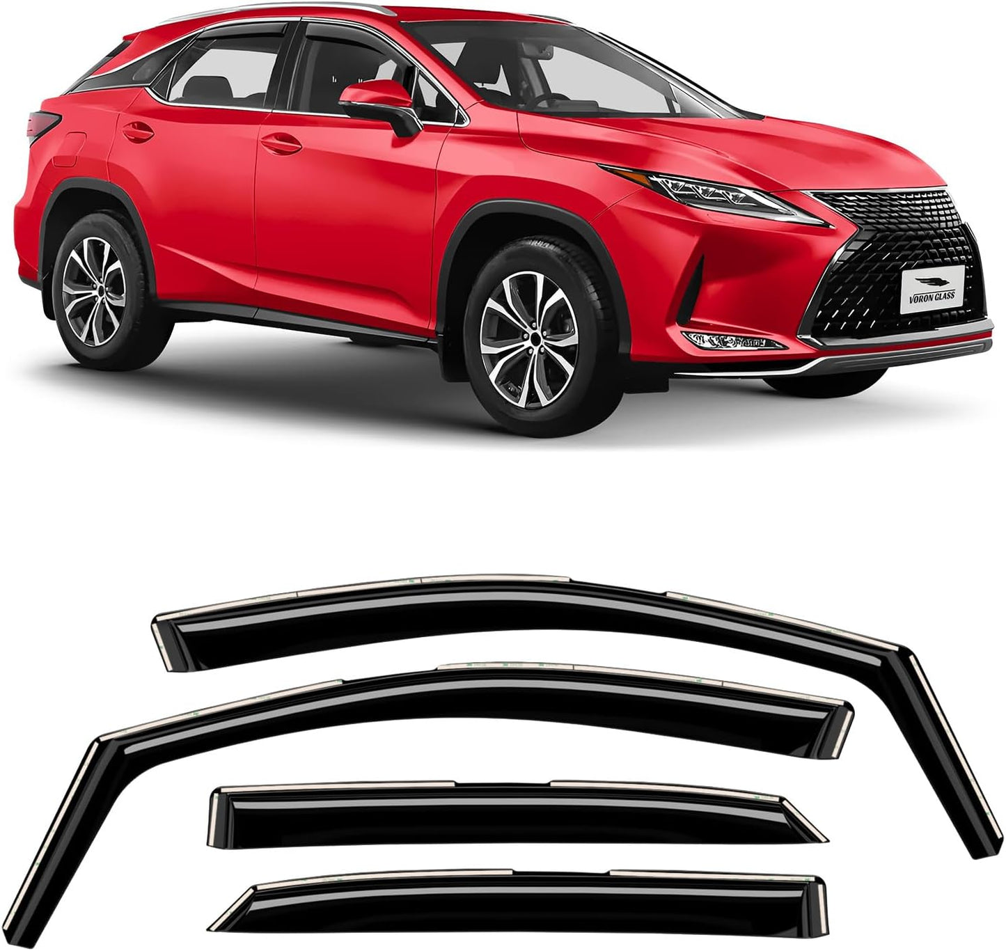 Voron Glass in-Channel Extra Durable Rain Guards for Lexus RX 350, 450H 2016-2022, Window Deflectors, Vent Window Visors, 4 Pieces - 200563