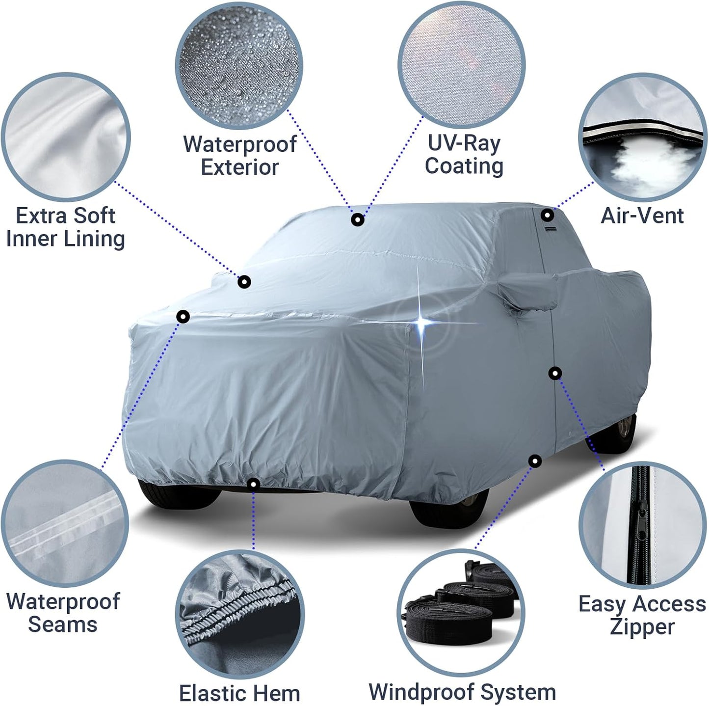 iCarCover Fits 2022-2024 Tundra CrewMax 6.5 ft Regular Bed Toyota Truck Cover Automobiles Form-Fit Padded Full Exterior Waterproof Automobiles Protection Covers