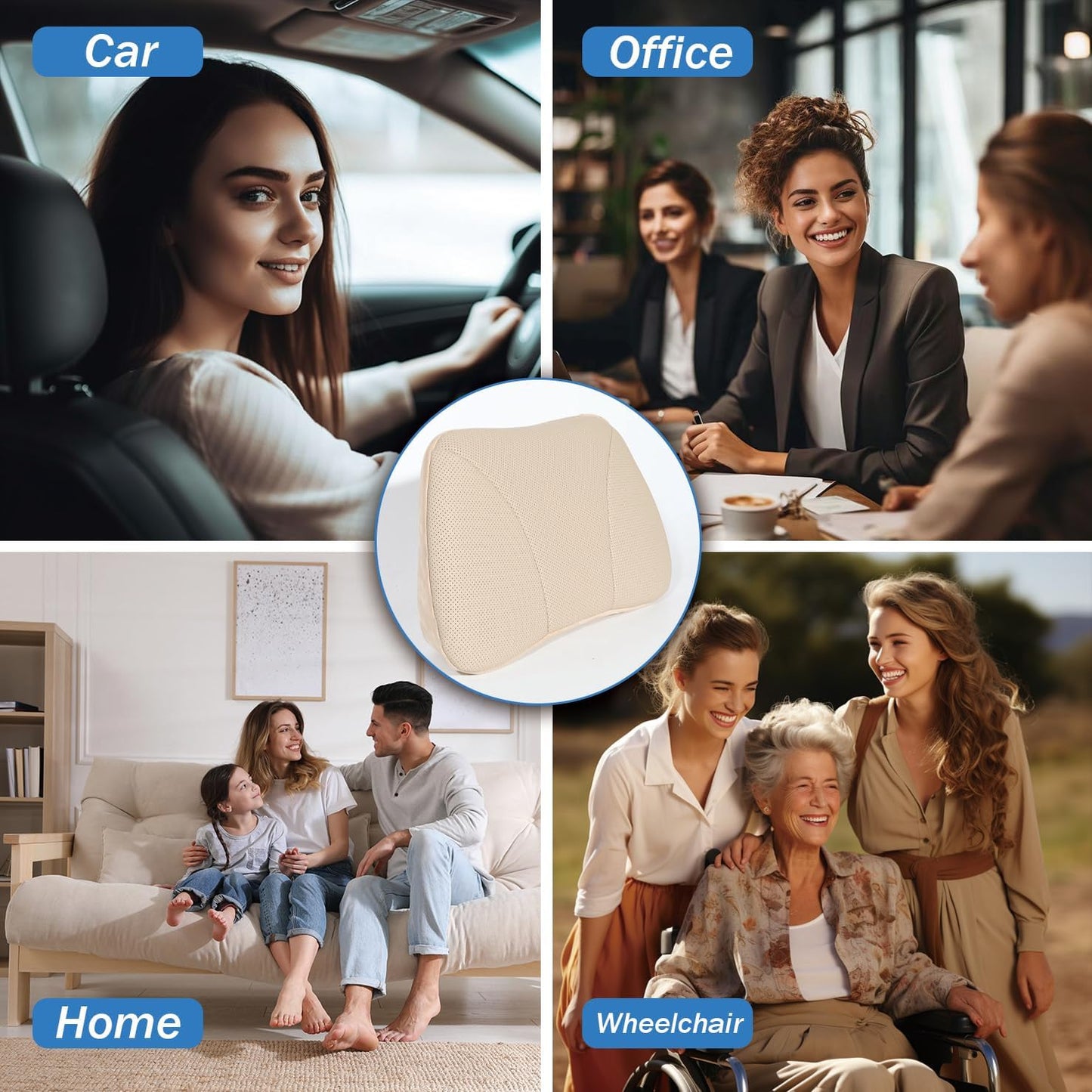 1P Lumbar Support Pillow,15.5x8.7 Memory Foam,Superfiber Suede,Drive car Back Pillows,seat,Office,Rest,Improve Posture(Grey)