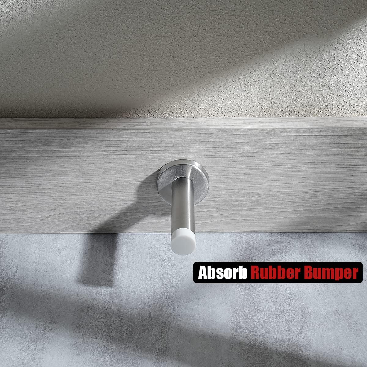 JQK Door Stopper, 304 Stainless Steel Thicken 1mm Sound Dampening Door Stop Bumper Wall Protetor 4 Pack, Brushed, DSB5-WN-P4