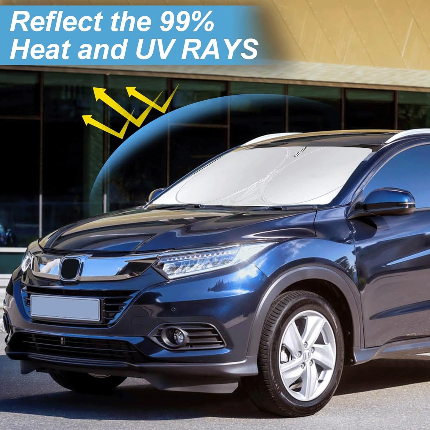 Custom Fit HR-V Windshield Sunshade for 2021 2022 2023 2024 2025 2026 HR-V (LX Sport EX EX-L) Accessories Front Window Cover for Windshield Sun Visor Protector 210T Reflective Blocks UV Keep Cool