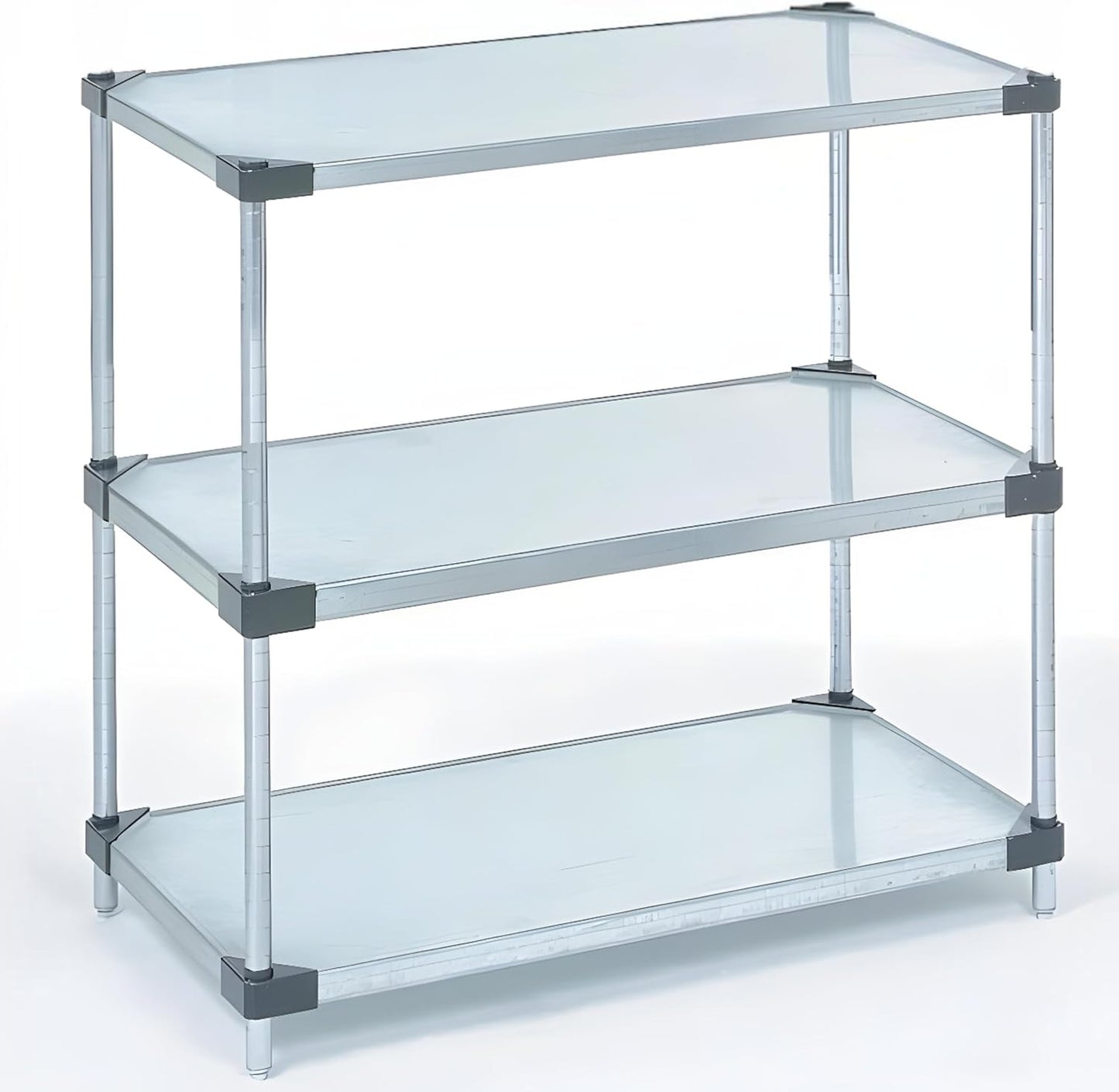 Omega 3-Tier Solid Galvanized Shelves, 24" Deep x 42" Wide x 34" HighHeavy Duty Storage Rack, Shelving Unit, NSF Certified, Ideal for Kitchen Garage Office Restaurant Warehouse 800-lb Capacity