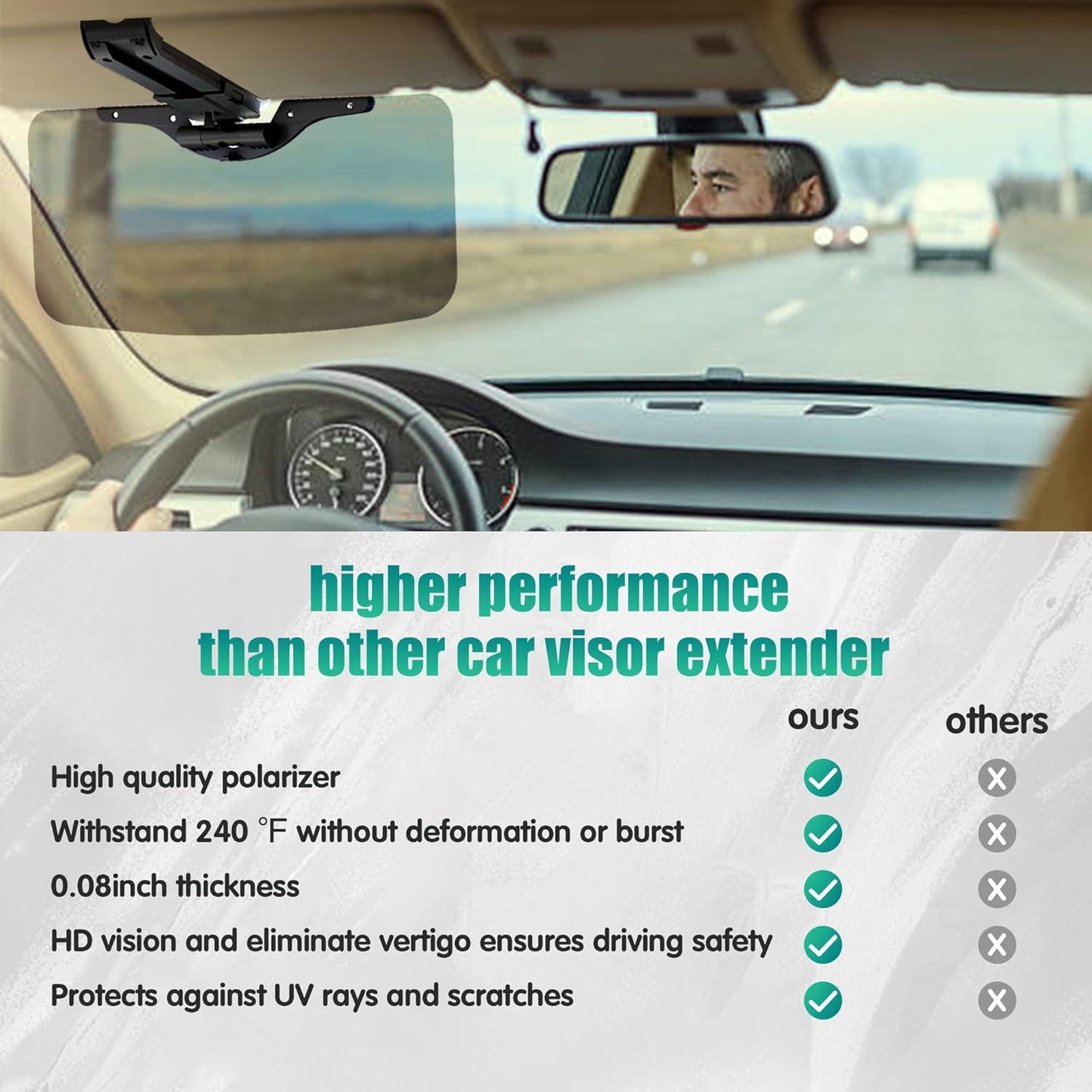 Sun Visor Extender for Car - Universal Adjustable Side Window Sun Blocker, Folding Clip-On Visor Extension, Easy Install & Glare Reduction (Black)