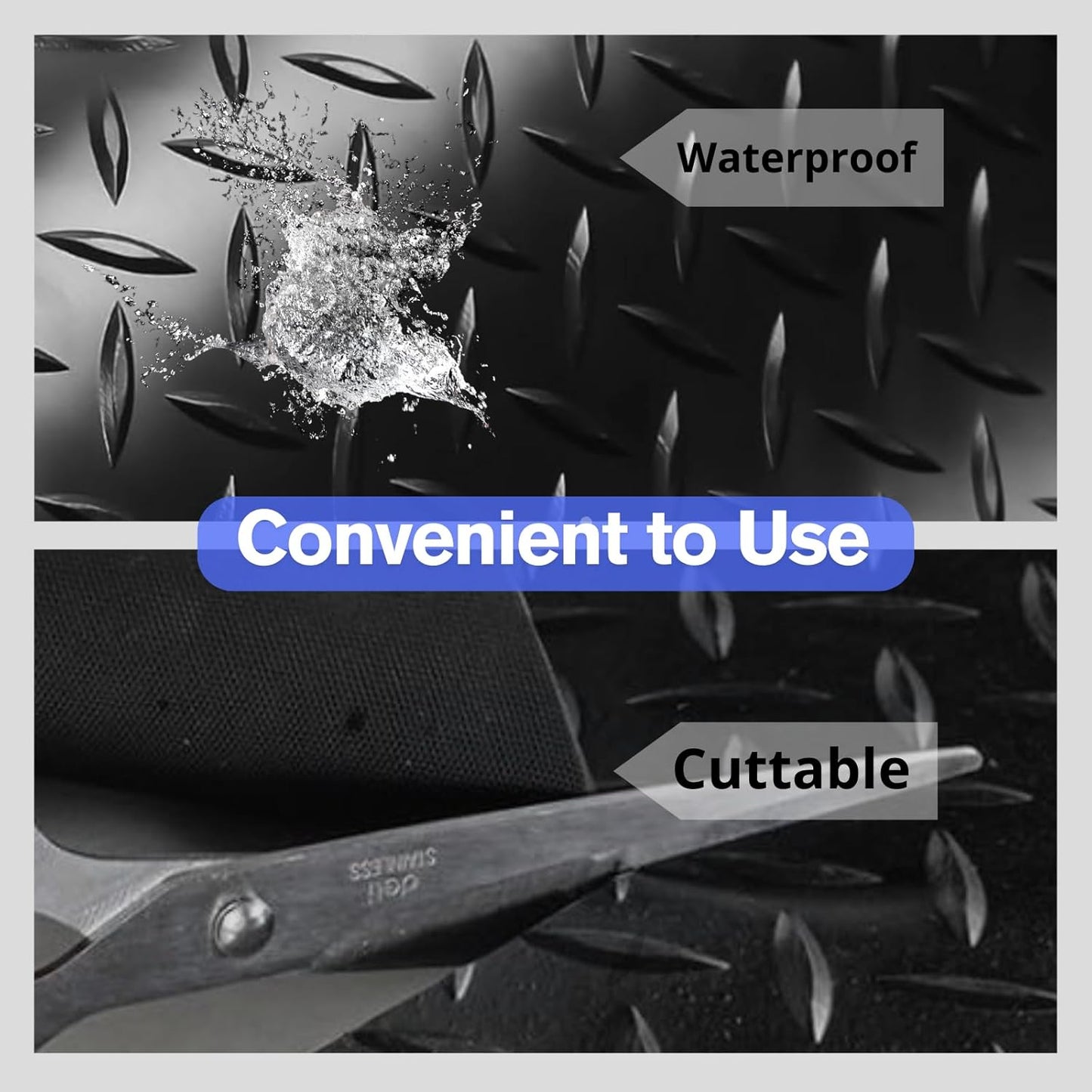 4X10 FT Garage Floor Mat， 2.5 Inch Thickened Diamond Plate Flooring Roll for Under Car， Non-Slip Commercial Grade Heavy Duty Parking Mat for Garage, Warehouse, Workshop, Basement, Gym（Black）