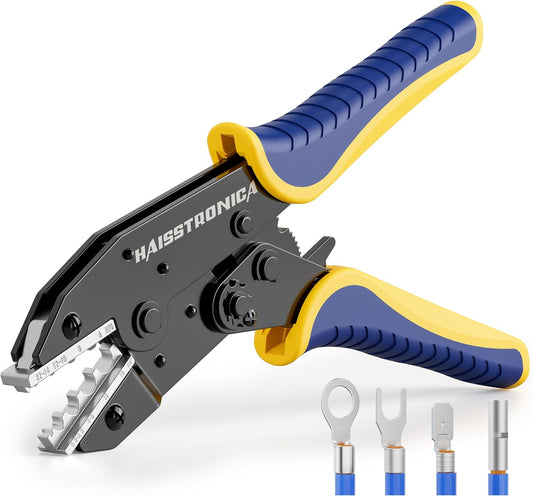 haisstronica Crimping Tool for Non-Insulated Terminal,AWG 22-6 Ratchet Wire Crimper Tool,Wire Terminal Crimper HS-7327