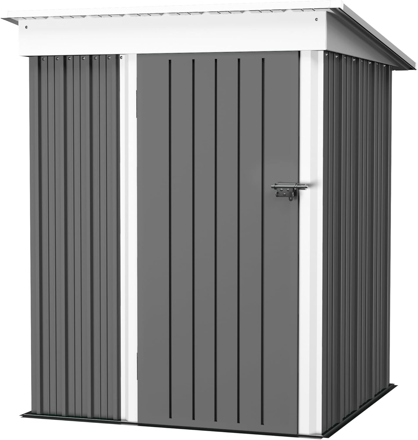 JUMMICO Metal Outdoor Storage Shed 5 x 3 FT Metal Shed with Lockable Door,Waterproof Garden Tool Shed Storage House for Backyard Patio Lawn,Grey