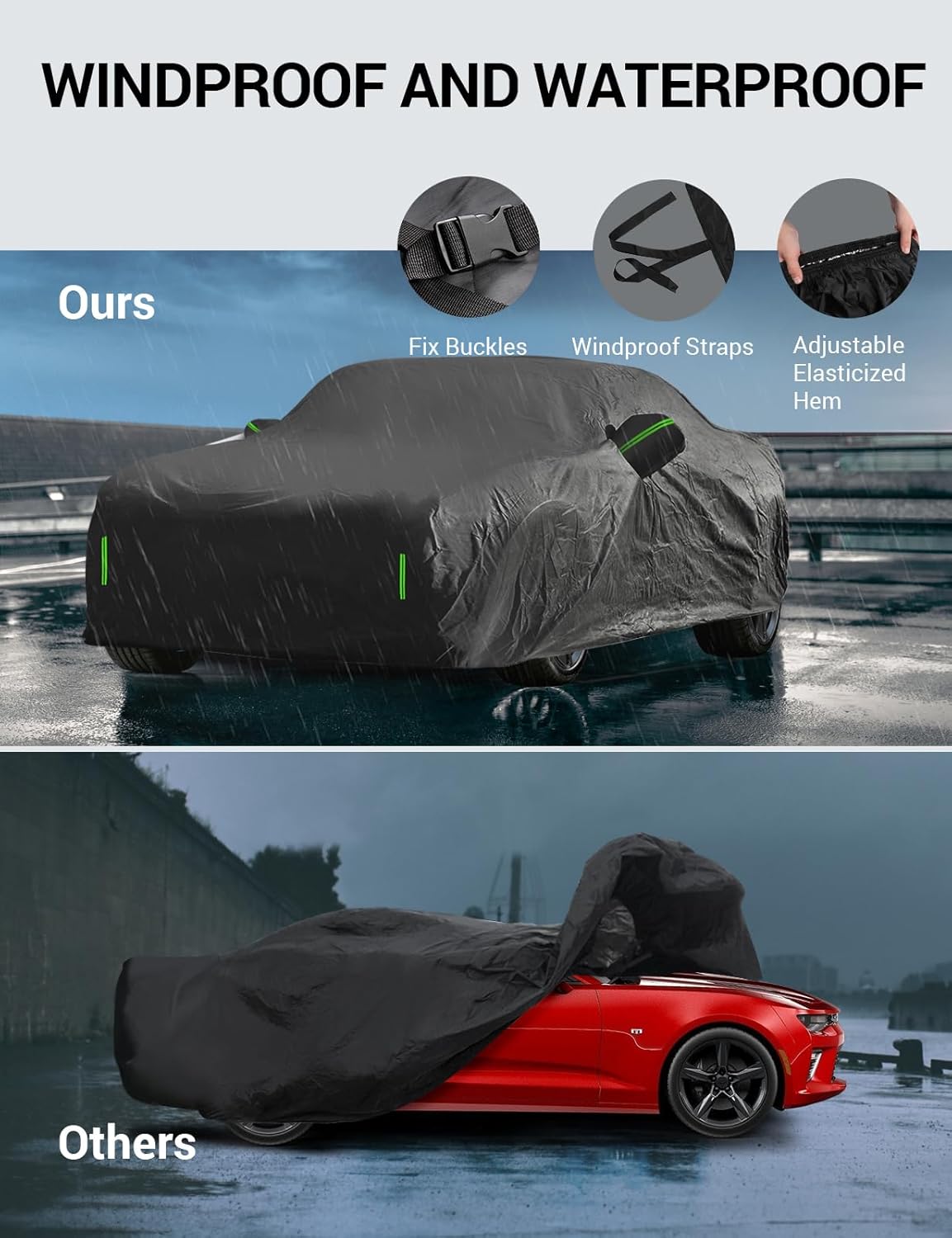 Proadsy 2025 Upgrade Car Cover Custom Fit for Subaru Legacy 2010-2025, Waterproof All Weather for Automobiles, Full Exterior Cover Rain Snow Sun Protector Indoor Outdoor Car Cover