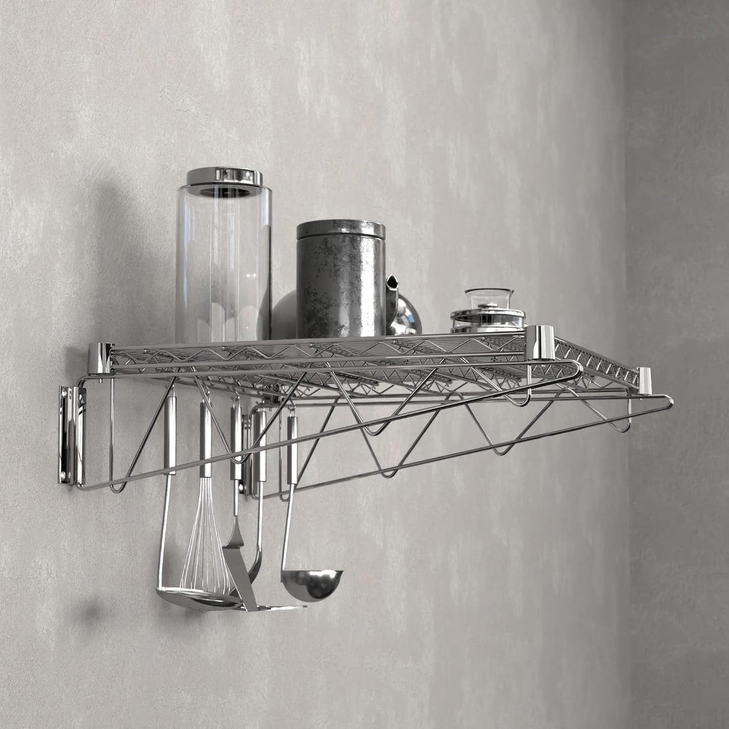 24" x 24" Chrome Wire Wall Mount Shelf