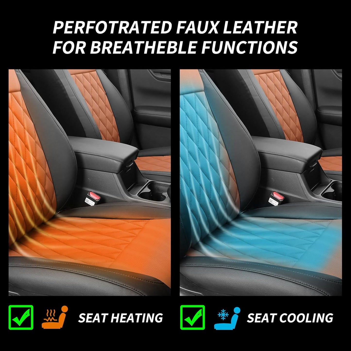 coverdream CRV Leather Seat Covers Custom Fit for 2023-2026 Honda CRV LX,EX,EX-L,Sports Series,Hybrid,Full Coverage,Airbag Compatible,Car Seat Protector(Full Set,Black&Brown)